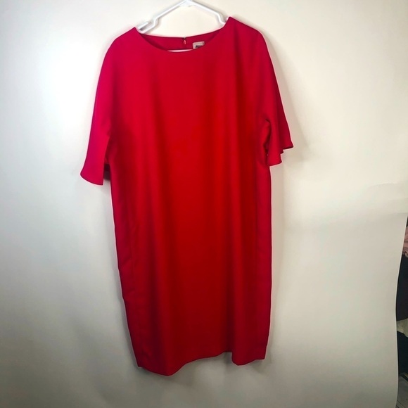 Chico's Dresses & Skirts - Chico’s red sheath dress short cape sleeve jewel neck 3.5 (US 18)